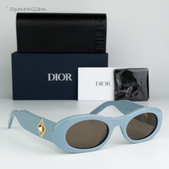 BRAND NEW Dior CD DIAMOND EDITION R11 30F0 Blue Brown Unisex Cat Eye Sunglasses - Picture 1 of 12